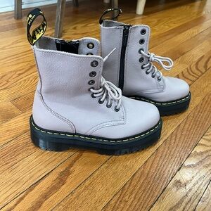 Dr. Martens Cream Jadon III Platform Leather Boots